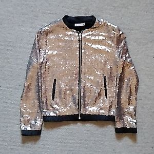 Sequins grey zip up jumper